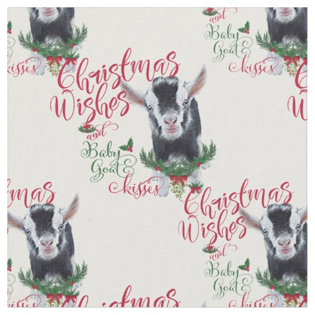 Christmas wünscht Baby Goat Kisses Pygmy Goat Stoff (Nahaufnahme)