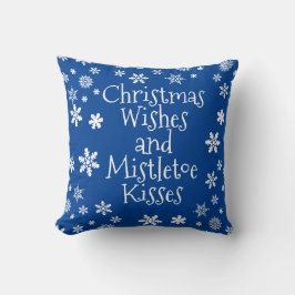 Christmas wünscht Mistletoe Kisses Blue White Kissen