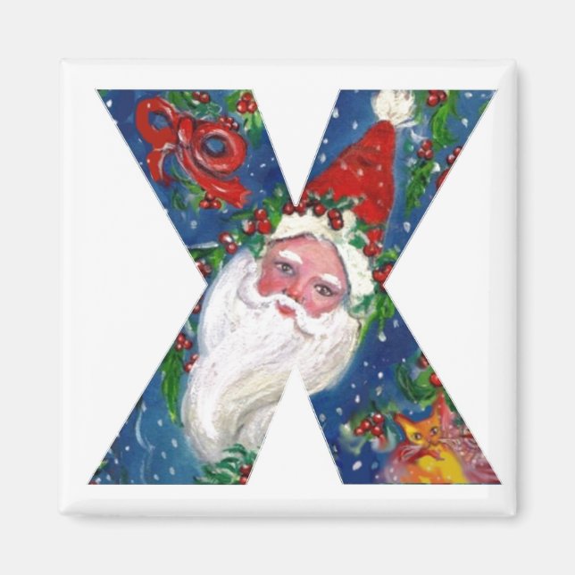 CHRISTMAS X BRIEF / SANTA RED RIBBON MONOGRAMM MAGNET (Vorne)