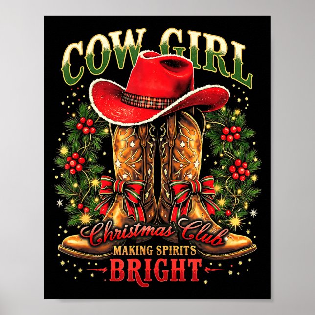 Christmas Y'all Xmas Coquette Cowgirl Let’s Go Gir Poster (Vorne)