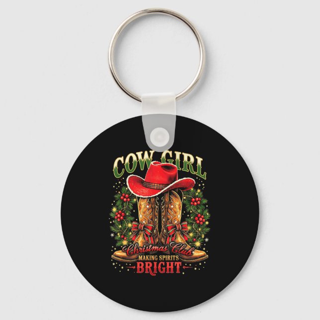 Christmas Y'all Xmas Coquette Cowgirl Let’s Go Gir Schlüsselanhänger (Vorderseite)
