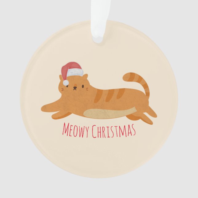 Christmas Yellow Tabby Cat Ornament (Vorderseite)