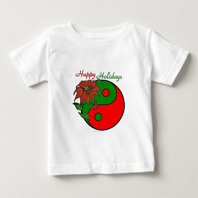 Christmas Yin Yang Poinsettia Baby T-shirt (Vorderseite)