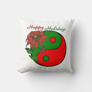 Christmas Yin Yang Poinsettia Pillow Kissen