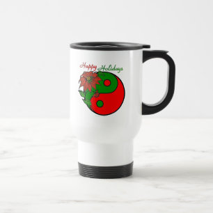 Christmas Yin Yang Poinsettia Reisebecher