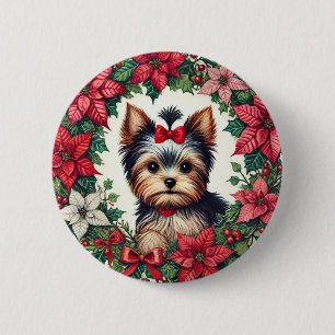 Christmas Yorkie Button