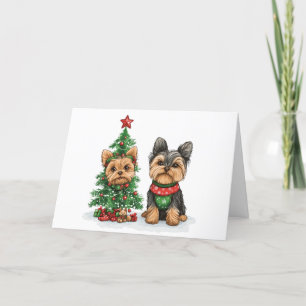 Christmas Yorkie Dogs Feiertagskarte