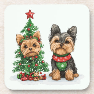 Christmas Yorkie Dogs Getränkeuntersetzer