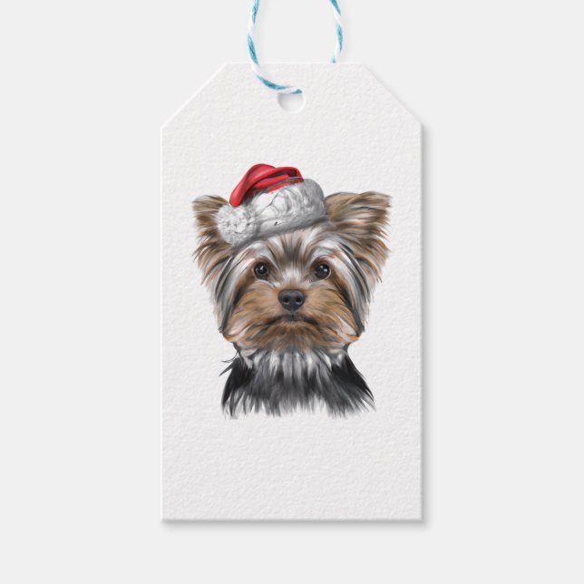 Christmas Yorkie Geschenkanhänger (Vorderseite)