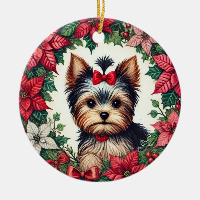 Christmas Yorkie Keramik Ornament (Vorne)