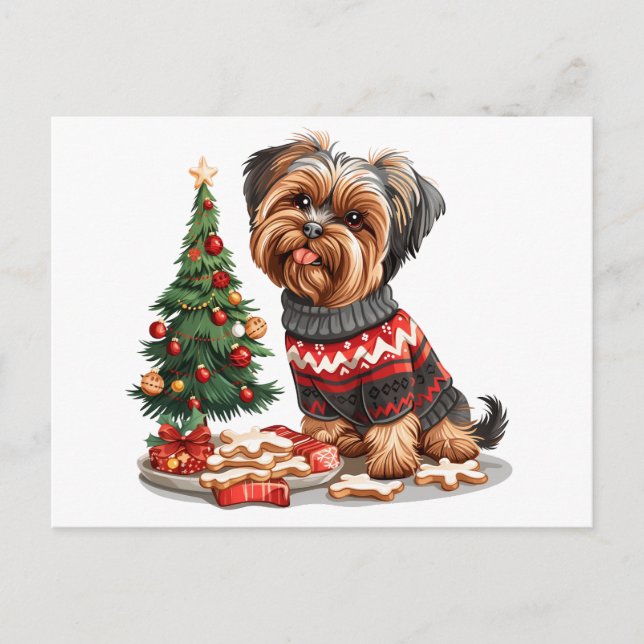 Christmas Yorkshire Terrier Dogs Postkarte (Vorderseite)