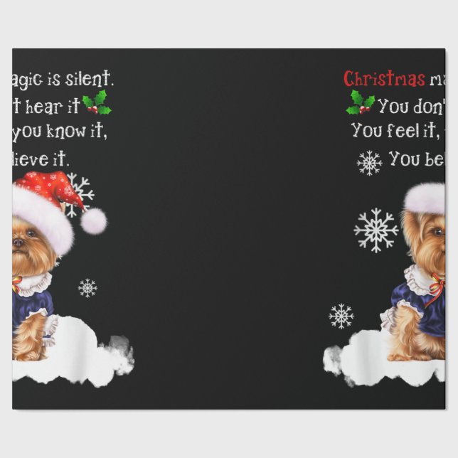 Christmas Yorkshire Terrier Funny Yorkie Puppy Geschenkpapier (Saum)