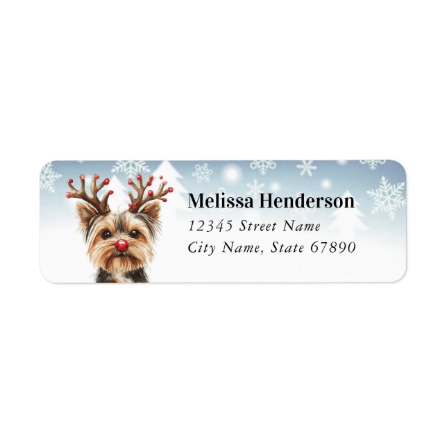 Christmas Yorkshire Terrier Rücksendeadresse (Vorne)