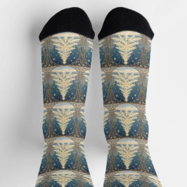 Christmas Yule Tree Snowflake Branches Art Nouveau Socken