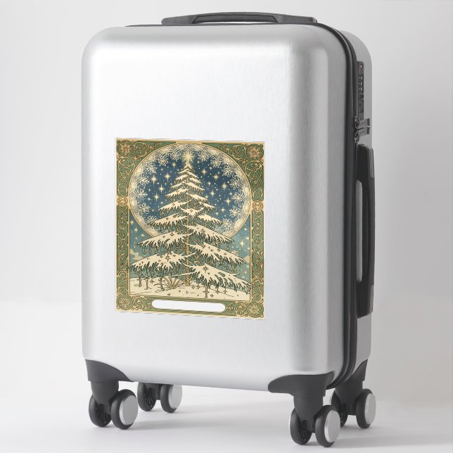 Christmas Yule Tree Snowflakes and Stars Art Nouve Aufkleber (Koffer)
