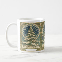 Christmas Yule Tree Snowflakes and Stars Art Nouve Kaffeetasse