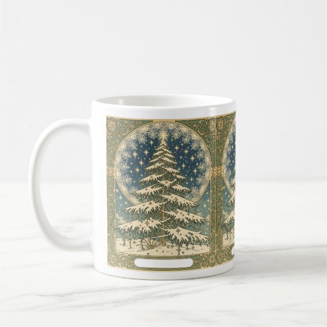 Christmas Yule Tree Snowflakes and Stars Art Nouve Kaffeetasse (Links)