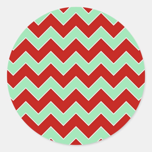 Christmas Zigzag Runder Aufkleber (Vorderseite)