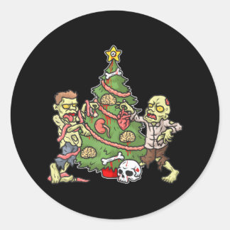 Christmas Zombie Weihnachtsbaum Men Zombies Runder Aufkleber