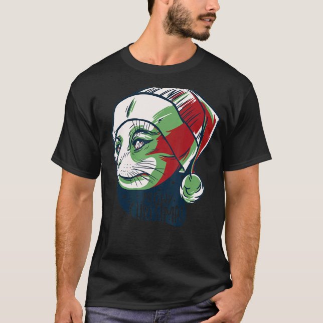 Christmask Cat Meowy Catmas Men Women T-Shirt (Vorderseite)