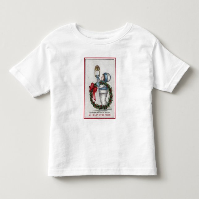 ChristmasKid Holding-Kranz-Klopfen Kleinkind T-shirt (Vorderseite)