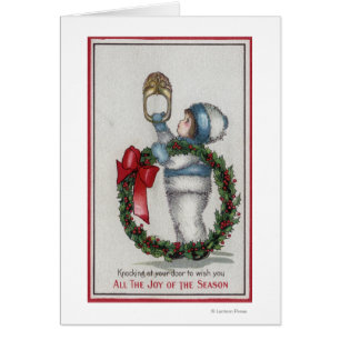 ChristmasKid Holding Wreath Knocking