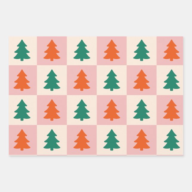 Christmasse Trees Geschenkpapier Set (Vorderseite)