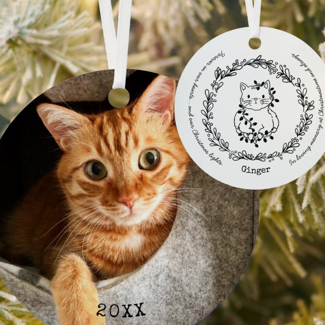 Christmastime Cat Pet Memorial Foto Ornament Aus Metall (Von Creator hochgeladen)