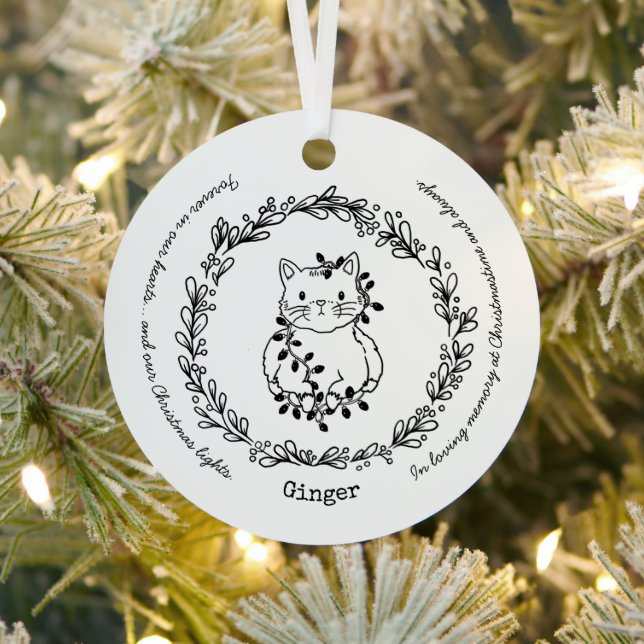 Christmastime Cat Pet Memorial Ornament Aus Metall (InSitu)