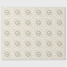 Christmastime Deer with Wreath Yellow Cream Geschenkpapier