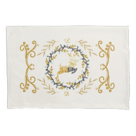 Christmastime Deer with Wreath Yellow Cream Kissenbezug