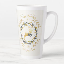 Christmastime Deer with Wreath Yellow Cream Milchtasse