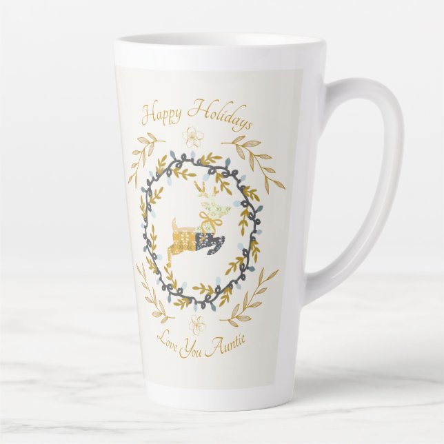 Christmastime Deer with Wreath Yellow Cream Milchtasse (Rechts)