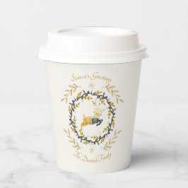Christmastime Deer with Wreath Yellow Cream Pappbecher