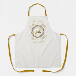 Christmastime Deer with Wreath Yellow Cream Schürze