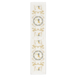 Christmastime Deer with Wreath Yellow Table Runner Kurzer Tischläufer