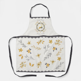 Christmastime Deer Yellow Cream Floral Blue Schürze