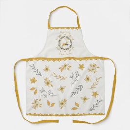 Christmastime Deer Yellow Cream Floral Schürze