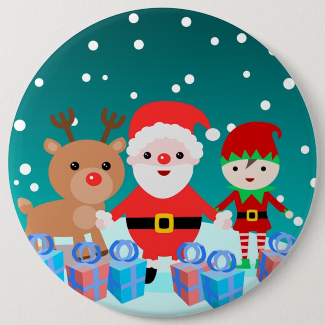 CHRISTMASTIME MIT SANTA UND SEINEN FREUNDEN BUTTON (Vorderseite)