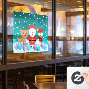 CHRISTMASTIME MIT SANTA UND SEINEN FREUNDEN FENSTERAUFKLEBER