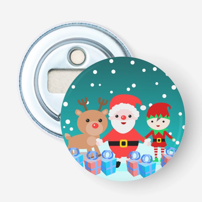 CHRISTMASTIME MIT SANTA UND SEINEN FREUNDEN FLASCHENÖFFNER (Vorderseite)