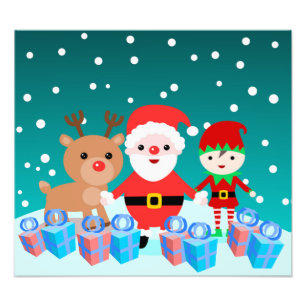 CHRISTMASTIME MIT SANTA UND SEINEN FREUNDEN FOTODRUCK