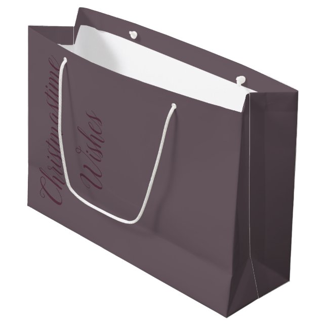 Christmastime wünscht große Papiergeschenktasche Große Geschenktüte (Vorderseite Schrägansicht)