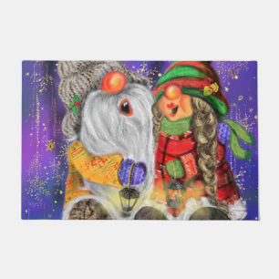 Christms Doormat Happy Couple Gnomes Singing Fußmatte