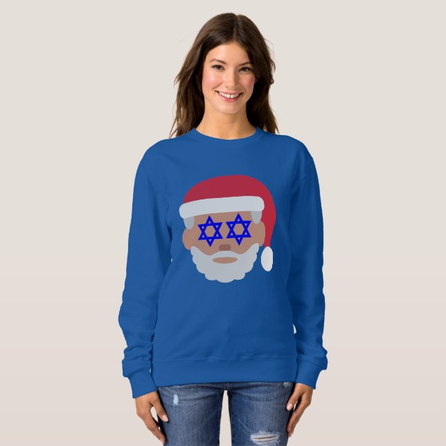 christmukkah santa claus emoji femmes sweatshirt (Devant entier)