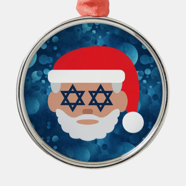 christmukkah santa emoji ornament aus metall (Vorne)