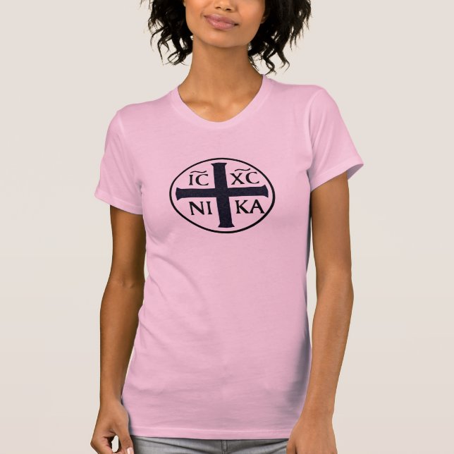 Christogram ICXC NIKA Jesus erobert religiöses T-Shirt (Vorderseite)
