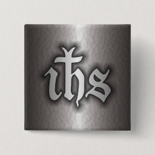 Christogram (IHS) Steel Button