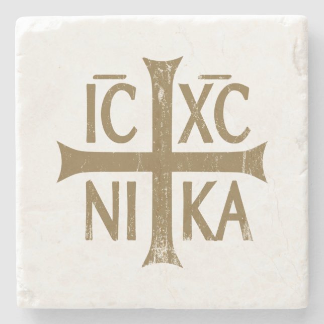 Christogramm ICHC NIKA Steinuntersetzer (Vorderseite)