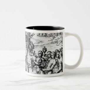 Christoph Kolumbus, der Geschenke empfängt Zweifarbige Tasse